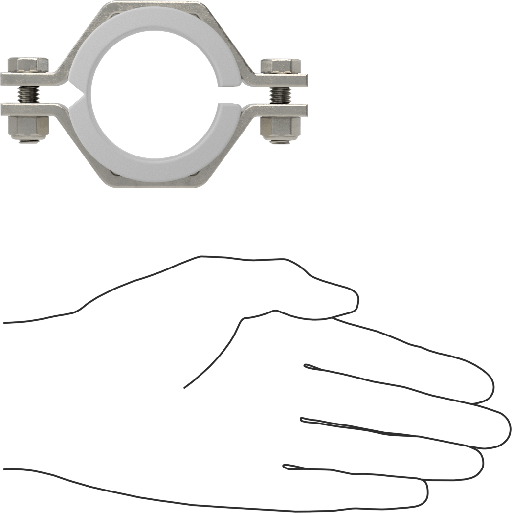 Kelepçeli Askı, Kaynak Montajı, 304 Paslanmaz Çelik, Polipropilen Yastık, 1-7/8" ID