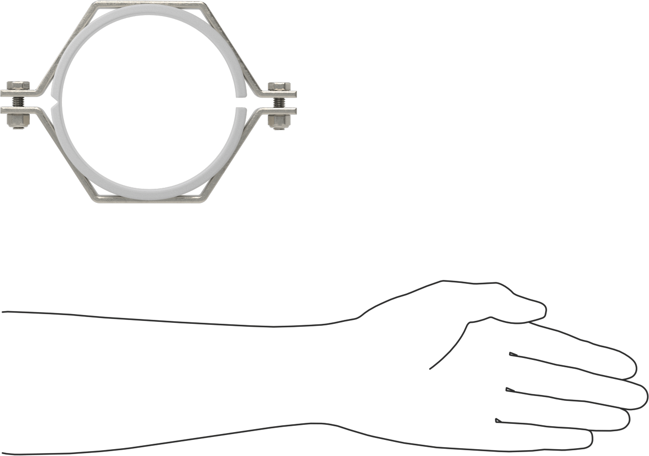 Kelepçeli Askı, Kaynak Montajı, 304 Paslanmaz Çelik, Polipropilen Yastık, 4-1/2" ID