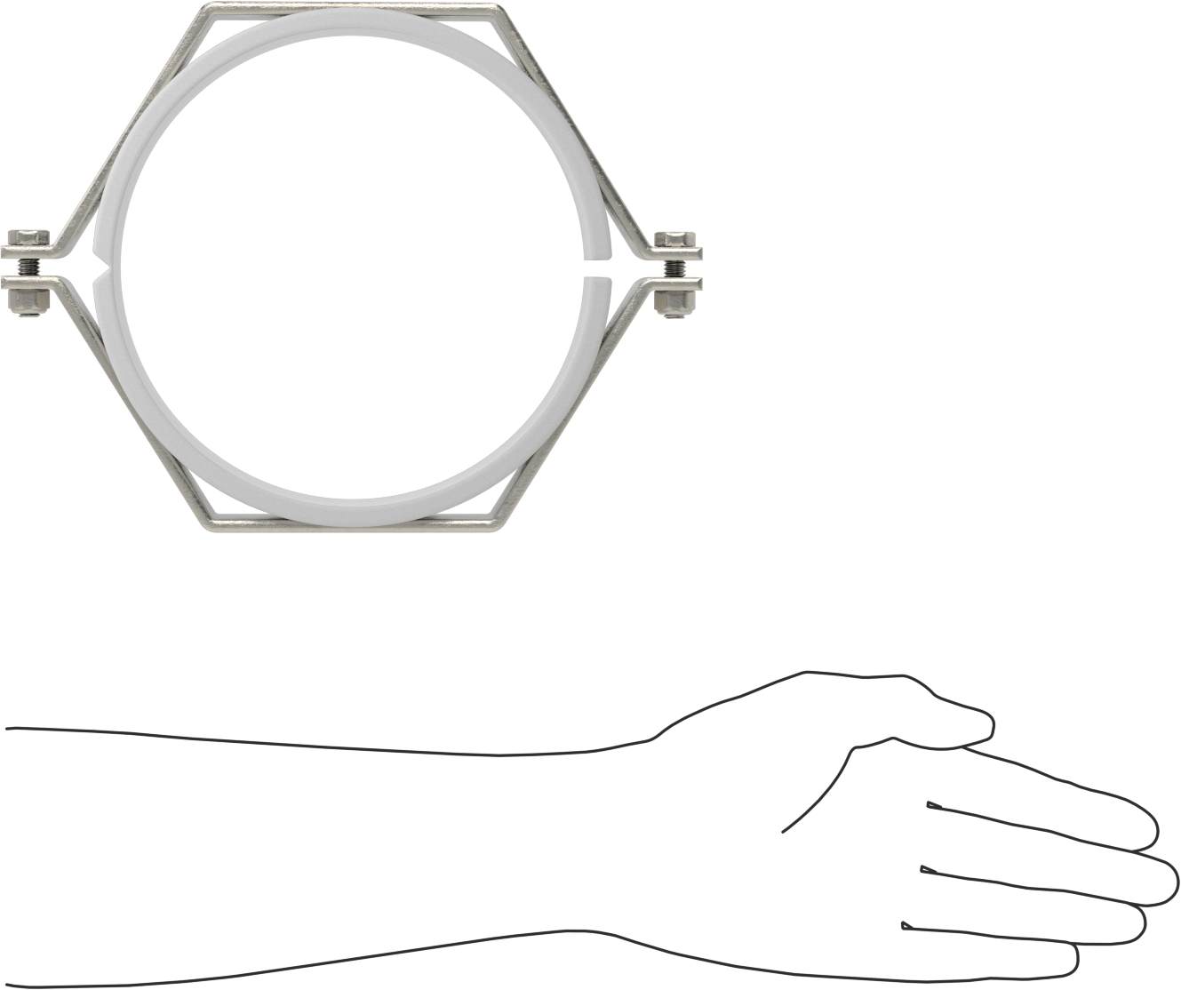 Kelepçeli Askı, Kaynak Montajı, 304 Paslanmaz Çelik, Polipropilen Yastık, 6-5/8" ID