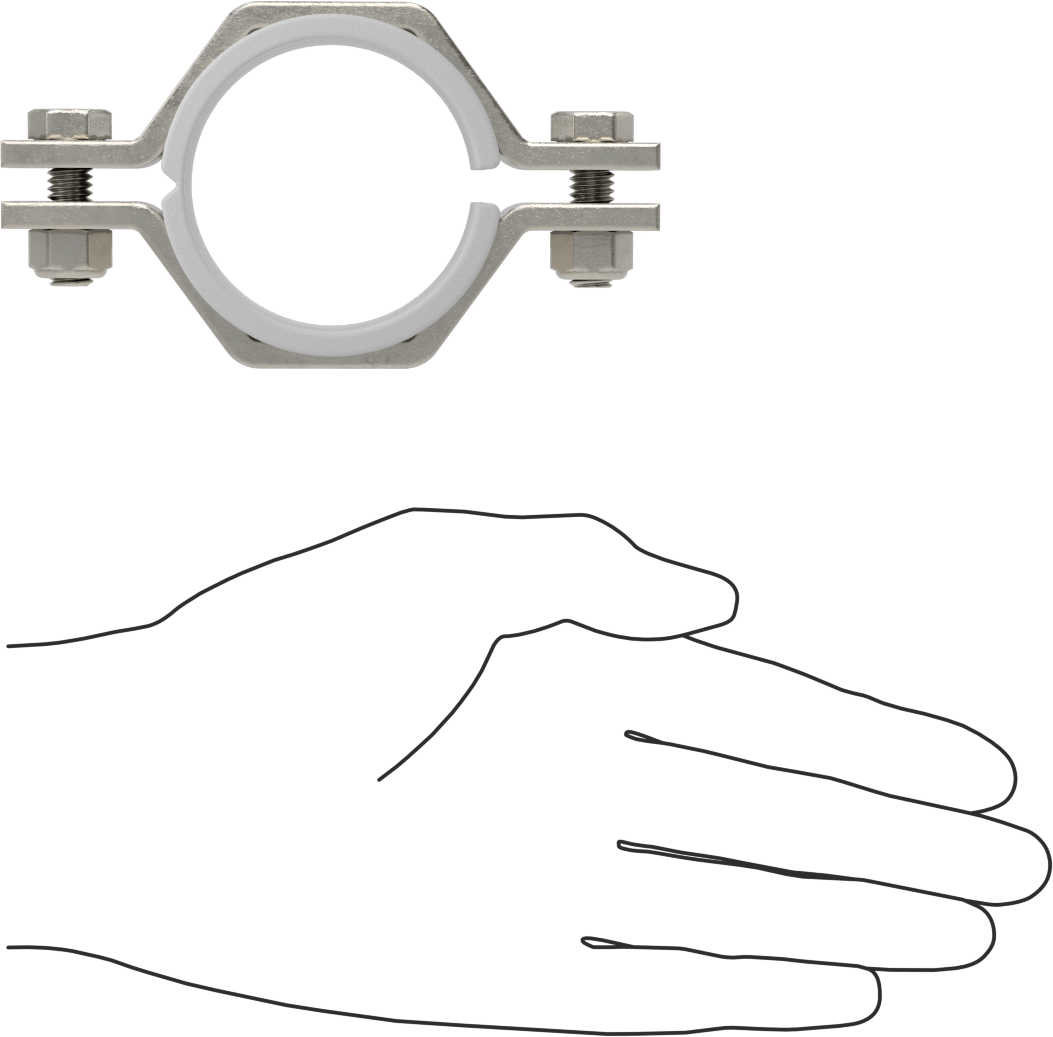 Kelepçeli Askı, Kaynak Montajı, 304 Paslanmaz Çelik, ABS Yastık, 2" ID