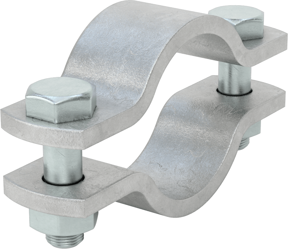 Kelepçeli Askı, Kaynak Montajı, Galvanizli Çelik, 3-1/2" ID