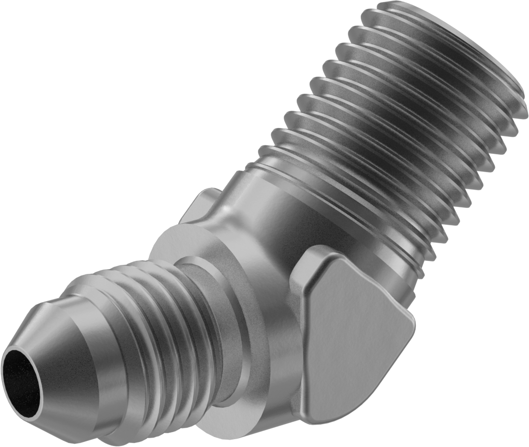 Alüminyum Boru için 37 Derece Genişletilmiş Bağlantı Parçası, 1/4" Dış Çaplı Boru x 1/4 NPT Erkek için 45 Derece Dirsek