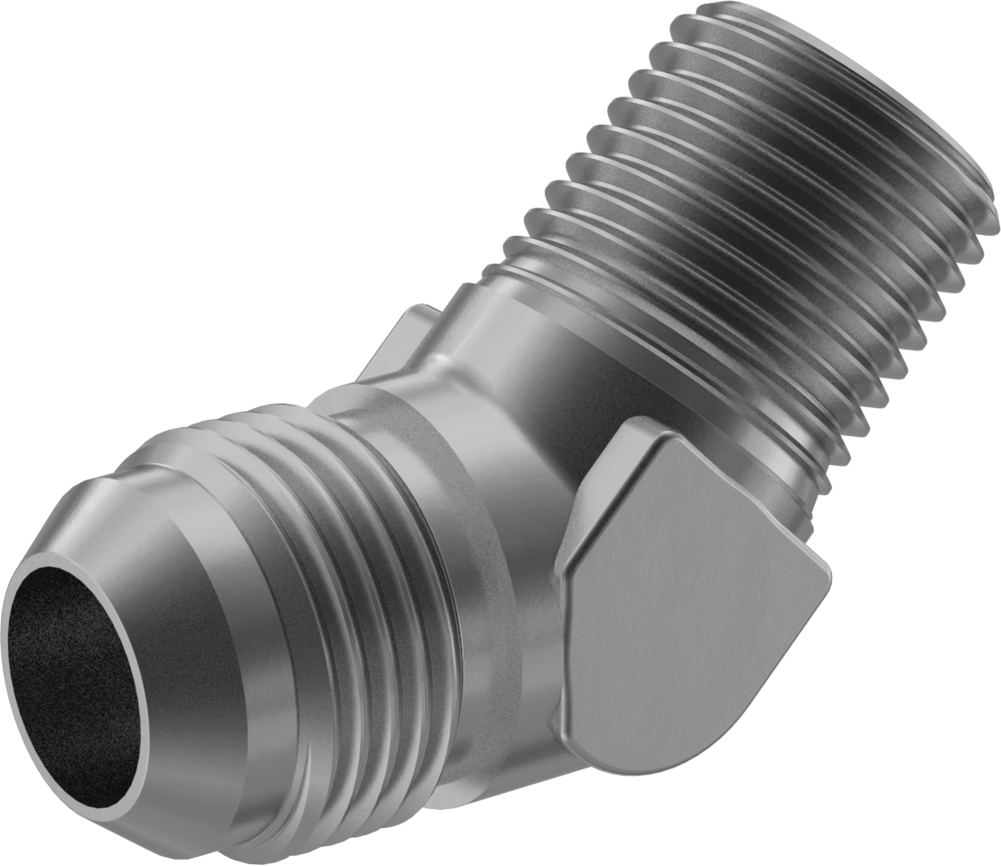 Alüminyum Boru için 37 Derece Genişletilmiş Bağlantı Parçası, 5/8" Dış Çaplı Boru x 1/2 NPT Erkek için 45 Derece Dirsek