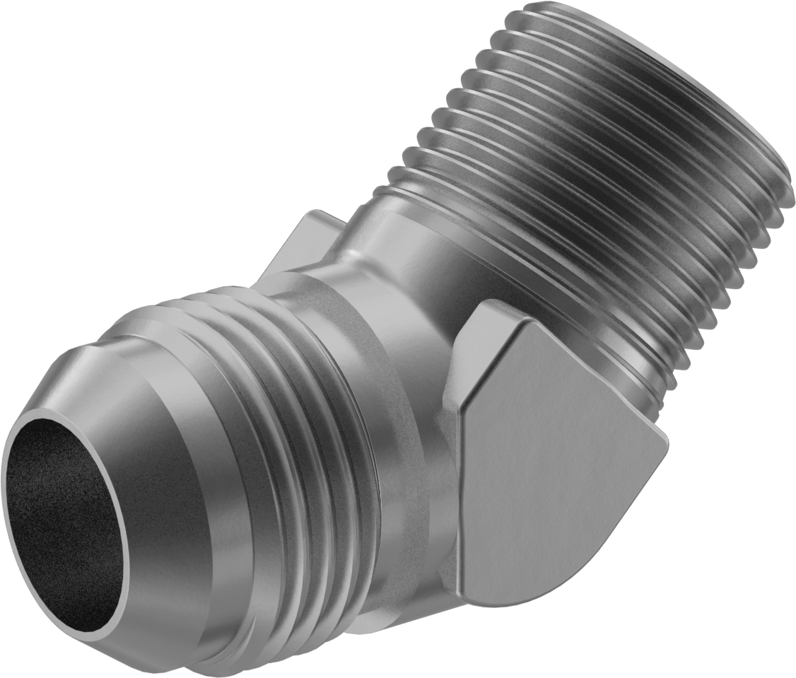 Alüminyum Boru için 37 Derece Genişletilmiş Bağlantı Parçası, 3/4" Dış Çaplı Boru x 3/4 NPT Erkek için 45 Derece Dirsek