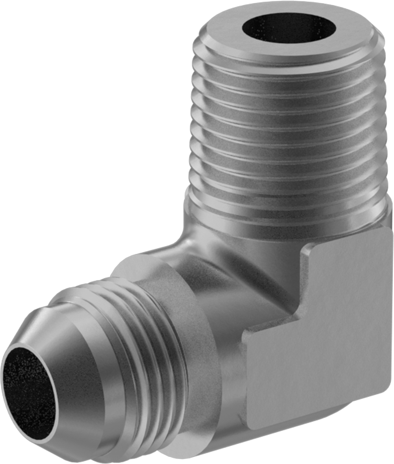 Alüminyum Boru için 37 Derece Genişletilmiş Bağlantı Parçası, 1/2" Dış Çaplı Boru x 1/2 NPT Erkek için 90 Derece Dirsek