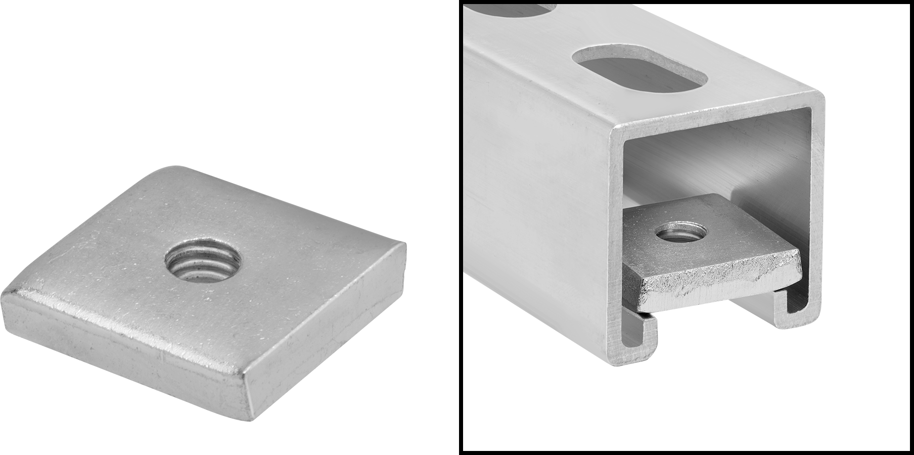 Çinko Kaplı Çelik Kare Dikme Kanal Somunu, 3/4"-10