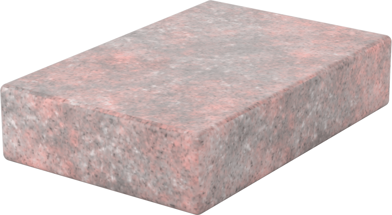 Granit Yüzey Plakası, Laboratuvar Sınıfı AA, 18“ Uzunluk x 12” Genişlik x 4" Yükseklik, Kırmızı