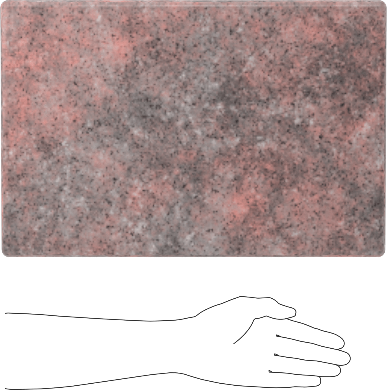 Granit Yüzey Plakası, Laboratuvar Sınıfı AA, 18“ Uzunluk x 12” Genişlik x 4" Yükseklik, Kırmızı