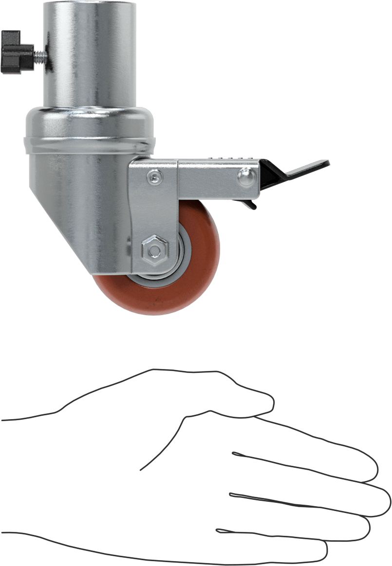 Soket Döner Tekerlek, Frenli, 1-1/4“ ila 1-1/2” Dış Çaplı Borular için