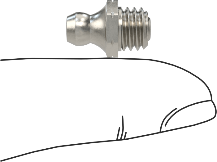 303 Paslanmaz Çelik Gres Bağlantı Parçası, Düz, M8 x 1,25 mm Erkek, 15 mm Toplam Yükseklik