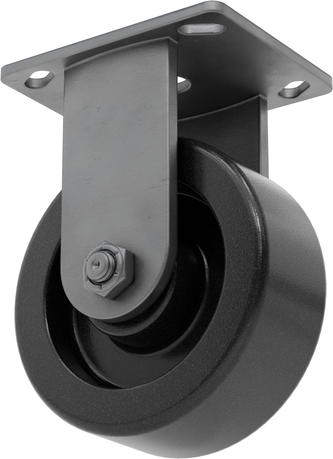 304 Paslanmaz Çelik Çerçeveli Yüksek Kapasiteli Yıkanabilir Tekerlek, Rigid, 5" Çapında, Makaralı Rulmanlı Siyah Poliüretan Tekerlek
