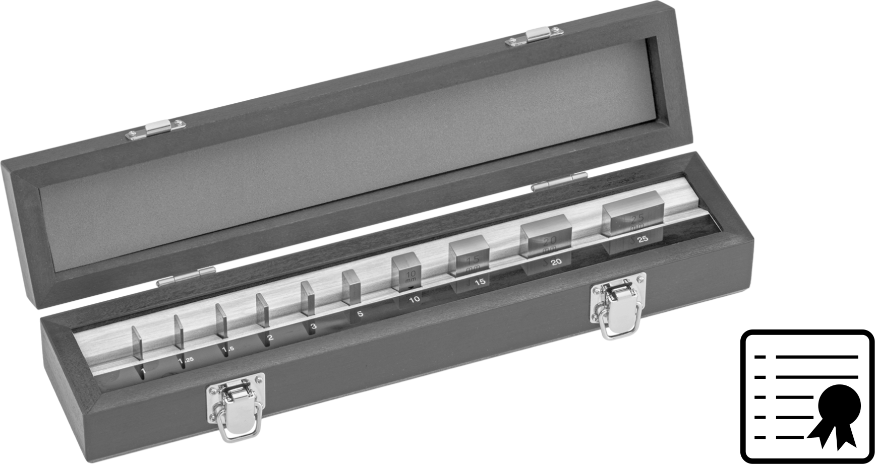 Mitutoyo Ölçü Bloğu Seti, NIST Sertifikalı, 10 Parça, Sınıf 0, Model 516-103-26, Çelik