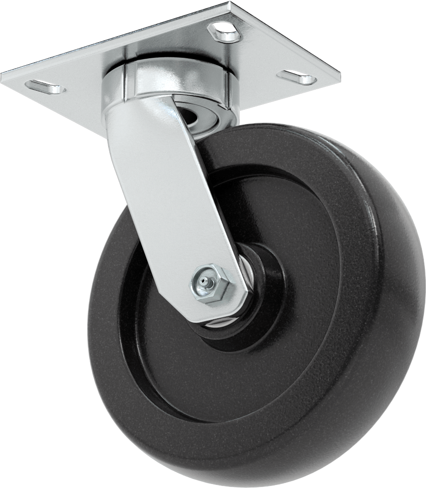 6-1/2“ x 4-1/2” Plakalı Yüksek Kapasiteli Vulcan Tekerlek, 8" Çapında Fenolik Tekerlekli Döner