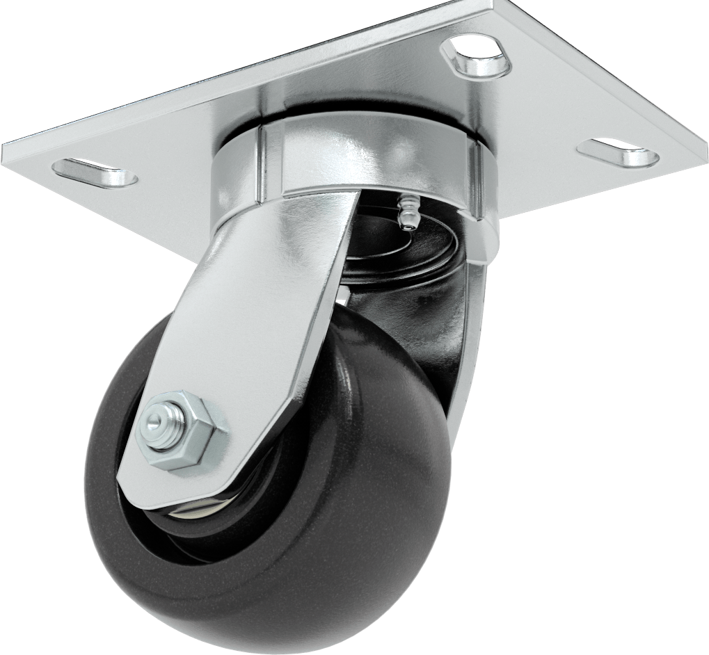 6-1/2“ x 4-1/2” Plakalı Yüksek Kapasiteli Vulcan Tekerlek, 4 inç Çapında Naylon Tekerlekli Döner Ayak