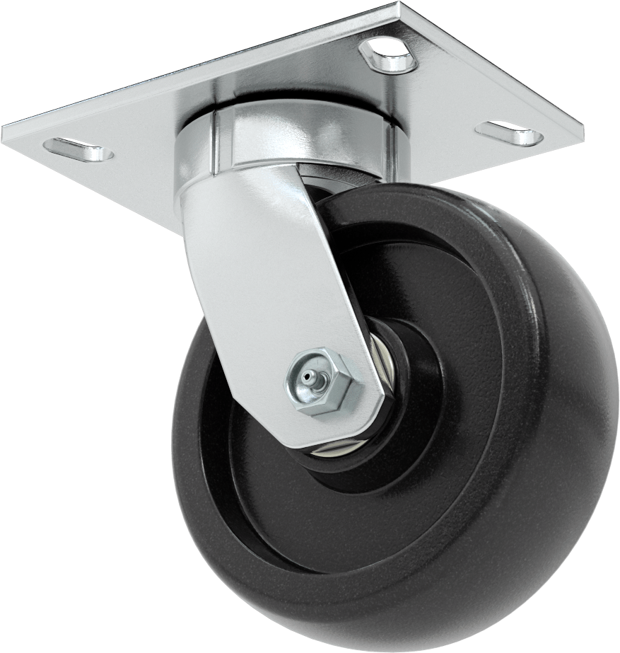 6-1/2“ x 4-1/2” Plakalı Yüksek Kapasiteli Vulcan Tekerlek, 6 inç Çapında Naylon Tekerlekli Döner Ayak
