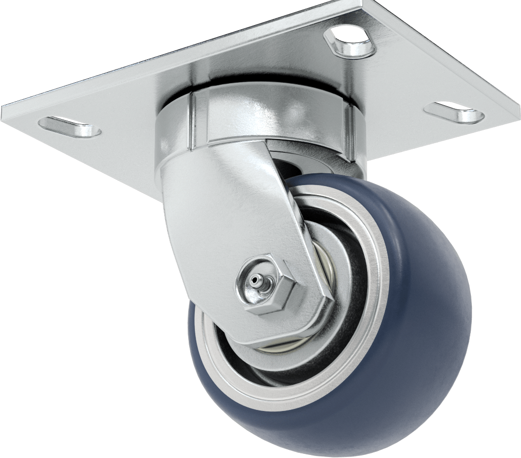 6-1/2“ x 4-1/2” Plakalı Yüksek Kapasiteli Vulcan Tekerlek, 4" Çaplı Poliüretan Tekerlekli Döner Tekerlek