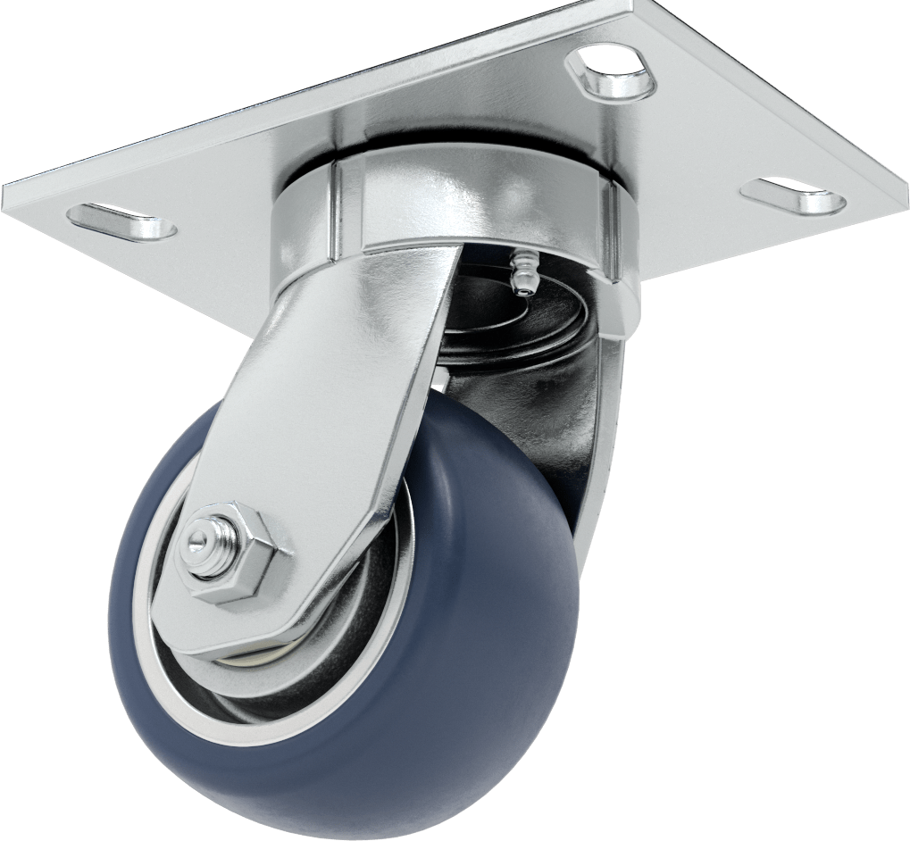 6-1/2“ x 4-1/2” Plakalı Yüksek Kapasiteli Vulcan Tekerlek, 4" Çaplı Poliüretan Tekerlekli Döner Tekerlek