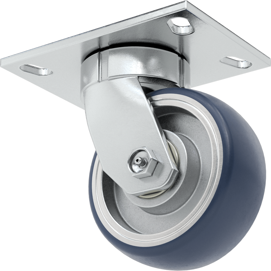 6-1/2“ x 4-1/2” Plakalı Yüksek Kapasiteli Vulcan Tekerlek, 5" Çapında Poliüretan Tekerlekli Döner