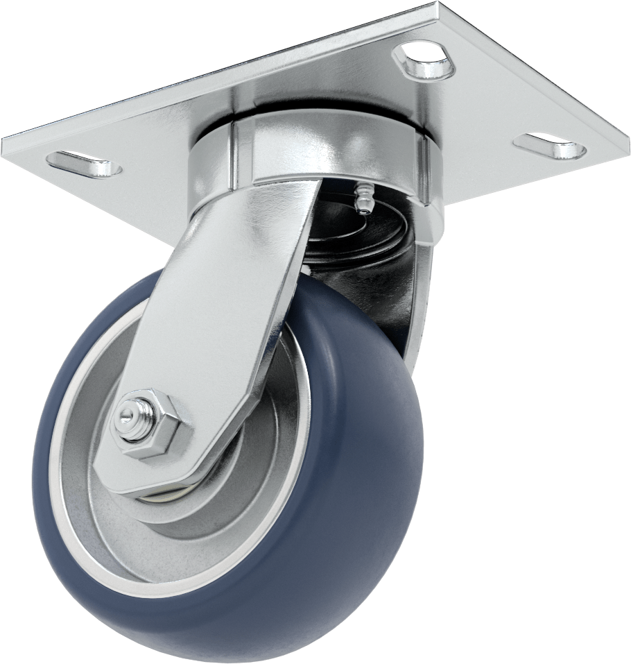 6-1/2“ x 4-1/2” Plakalı Yüksek Kapasiteli Vulcan Tekerlek, 5" Çapında Poliüretan Tekerlekli Döner