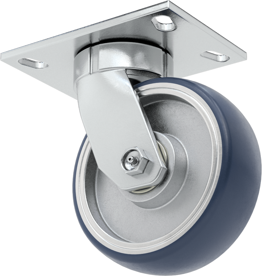 6-1/2“ x 4-1/2” Plakalı Yüksek Kapasiteli Vulcan Tekerlek, 6 inç Çapında Poliüretan Tekerlekli Döner Ayak