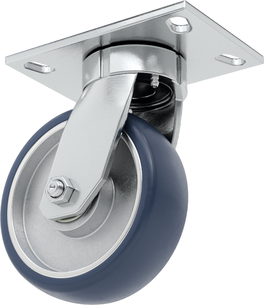 6-1/2“ x 4-1/2” Plakalı Yüksek Kapasiteli Vulcan Tekerlek, 6 inç Çapında Poliüretan Tekerlekli Döner Ayak