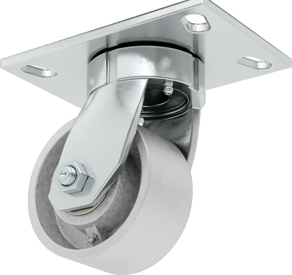 6-1/2“ x 4-1/2” Plakalı Yüksek Kapasiteli Vulcan Tekerlek, 4" Çaplı Metal Tekerlekli Döner