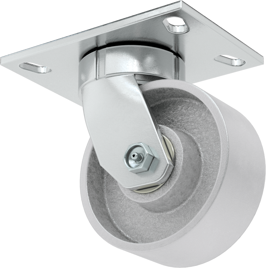 6-1/2“ x 4-1/2” Plakalı Yüksek Kapasiteli Vulcan Tekerlek, 5" Çapında Metal Tekerlekli Döner