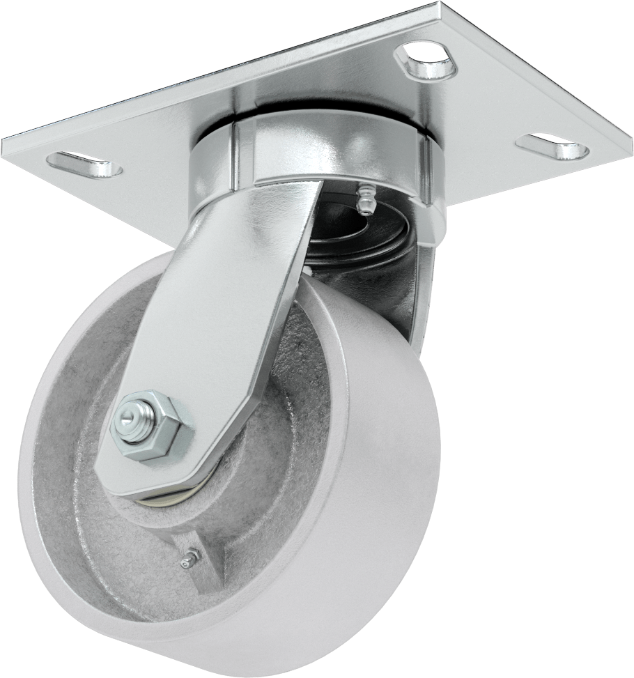 6-1/2“ x 4-1/2” Plakalı Yüksek Kapasiteli Vulcan Tekerlek, 5" Çapında Metal Tekerlekli Döner