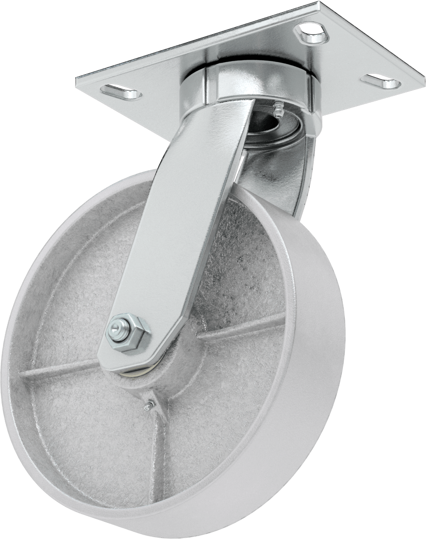 6-1/2“ x 4-1/2” Plakalı Yüksek Kapasiteli Vulcan Tekerlek, 8 inç Çapında Metal Tekerlekli Döner Tekerlek