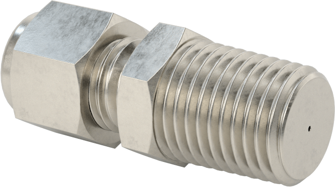 Sıkıştırma Delikli Vana, 1/4 NPT Erkek, 1/4" Boru Dış Çapı için, 0,025" Delik Çapı