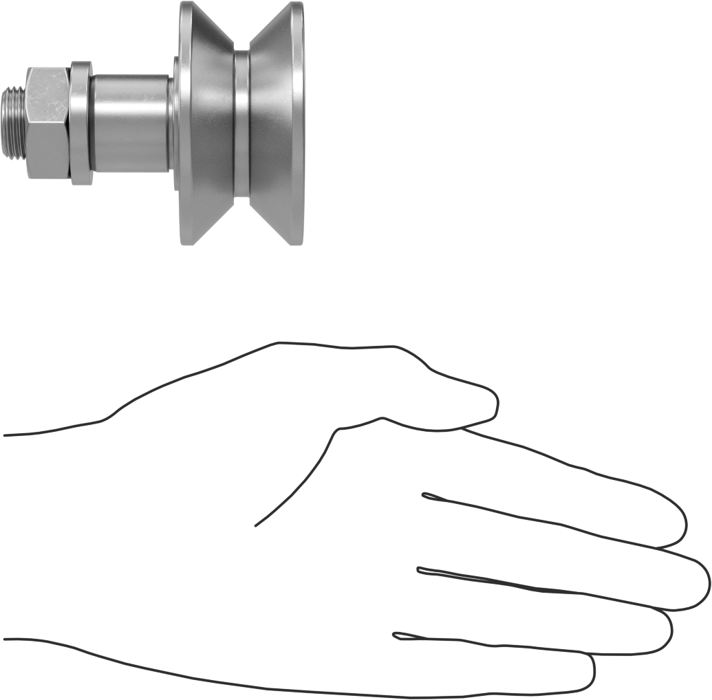 Ayarlanabilir Omuzlu Dişli V-Oluklu Ray Makarası, 2-1/2" Silindir Çapı, 1-1/4" Silindir Genişliği