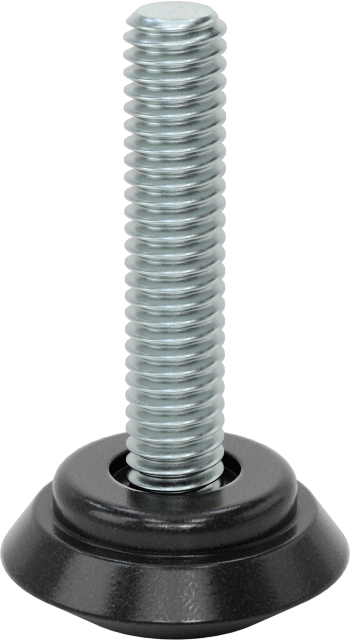 PVC Tabanlı Sert Seviyelendirme Montaj Parçaları, 1-1/2“ Uzunlukta 5/16”-18 Dişli Çinko Kaplı Çelik Saplama ile