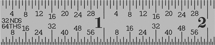 Starrett Yüksek Hassasiyetli Cetvel, 6 inç Uzunluk, 10'luk ve 100'lük Arka Ölçü İşaretleri