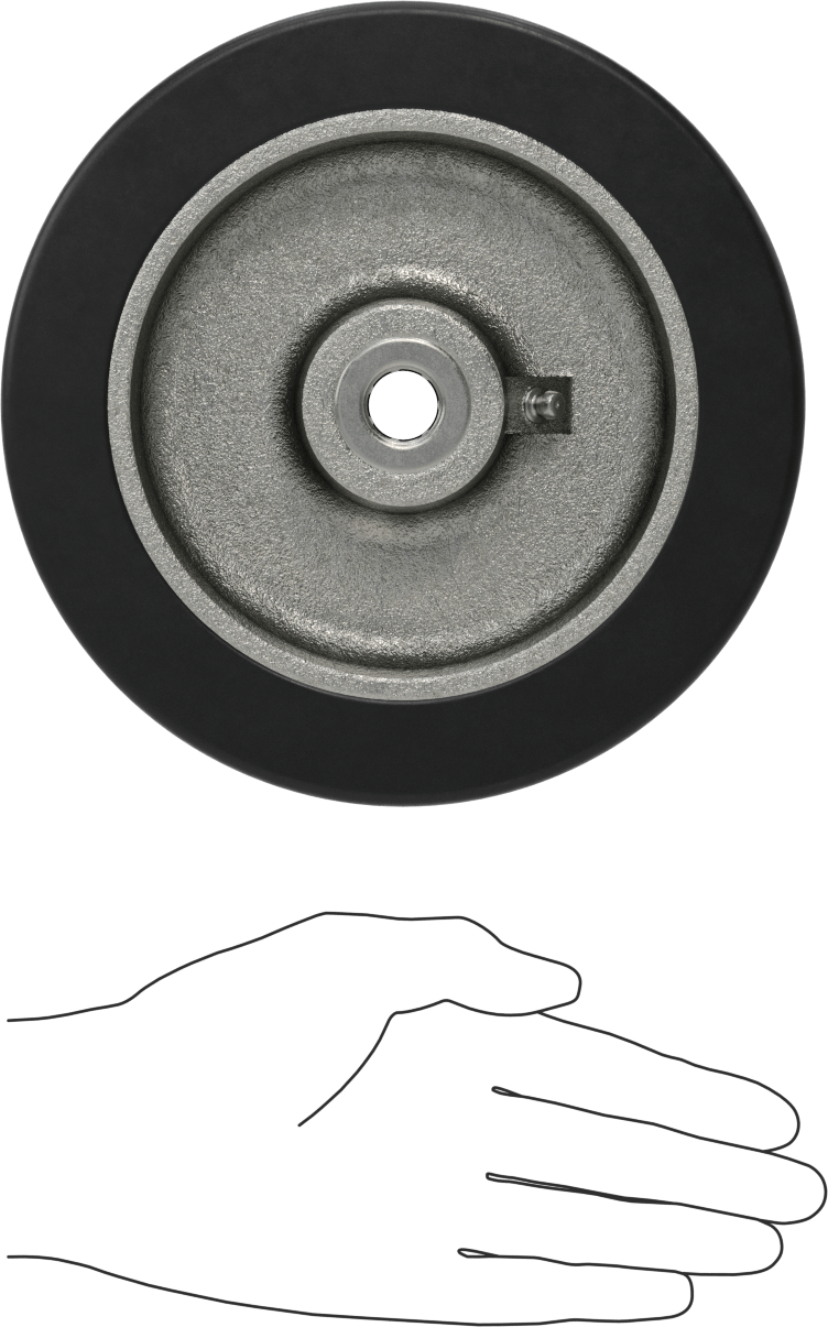 Hafif Yumuşak Siyah Kauçuk Tekerlek, 5/8" Aks için Makaralı Rulmanlı, 7“ Çap x 2” Genişlik