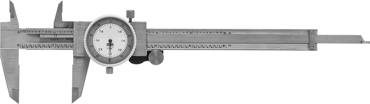 Kadranlı Kaliper, Kesirli Ekranlı, 0“ ila 6” Aralık, 9-1/4" Toplam Uzunluk
