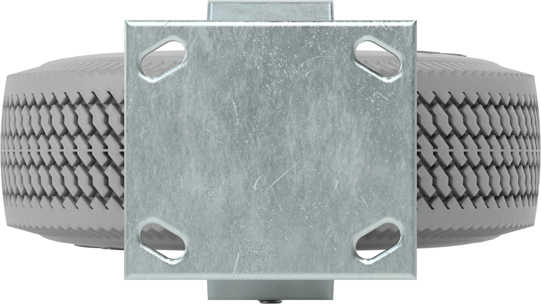 4-1/2“ x 4” Plakalı Tekerlek, Rigid, 10" Çapında Gri Kauçuk Pnömatik Tekerlek ile