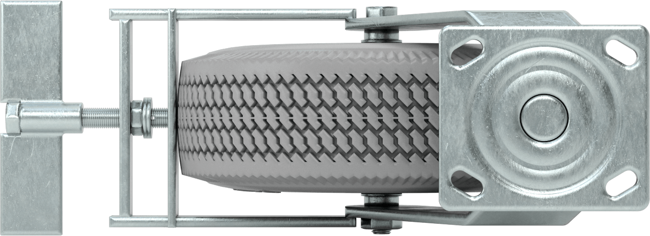 4-1/2“ x 4” Plakalı Tekerlek, Frenli ve 10 inç Çapında Gri Kauçuk Pnömatik Tekerlekli Döner Tekerlek