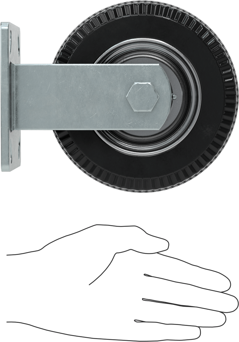 4-1/2“ x 4” Plakalı Tekerlek, 2" Genişliğinde Patlamayan Tekerlekli Sert