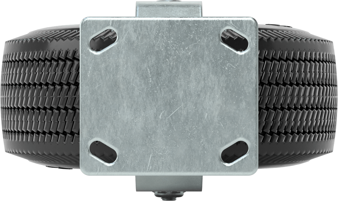 4-1/2“ x 4” Plakalı Tekerlek, Rigid, 10" Çapında Siyah Kauçuk Pnömatik Tekerlek ile
