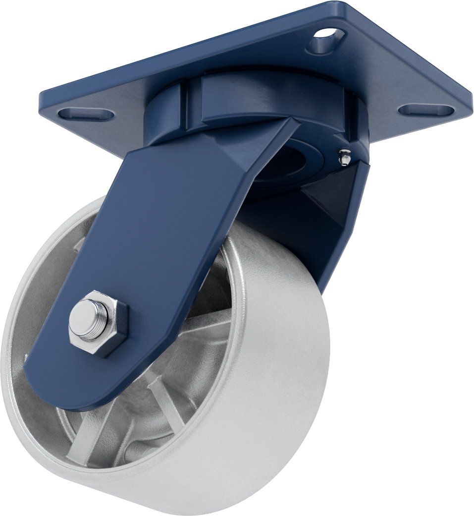 7-1/4“ x 5-1/4” Plakalı Brute Tekerlek, Ekstra Yüksek Kapasiteli, 6 inç Çapında Demir Tekerlekli Döner Ayak