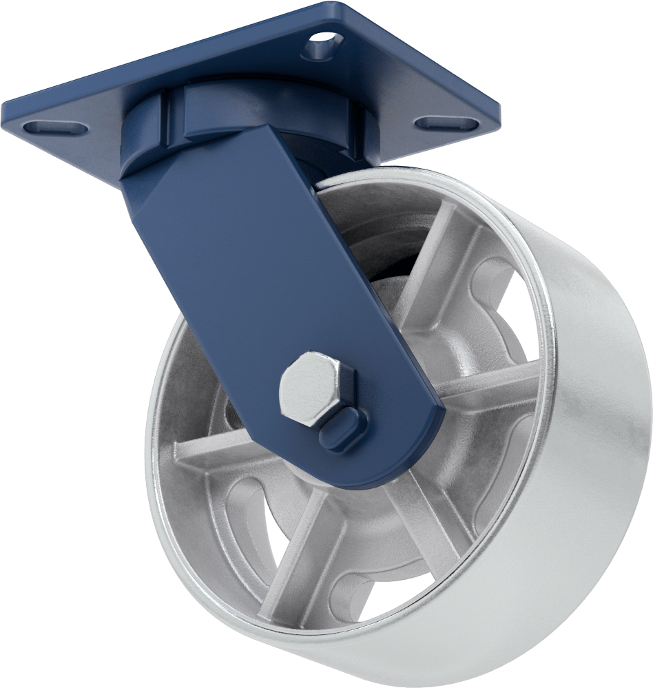 7-1/4“ x 5-1/4” Plakalı Brute Tekerlek, Ekstra Yüksek Kapasiteli, 8 inç Çapında Demir Tekerlekli Döner Tekerlek