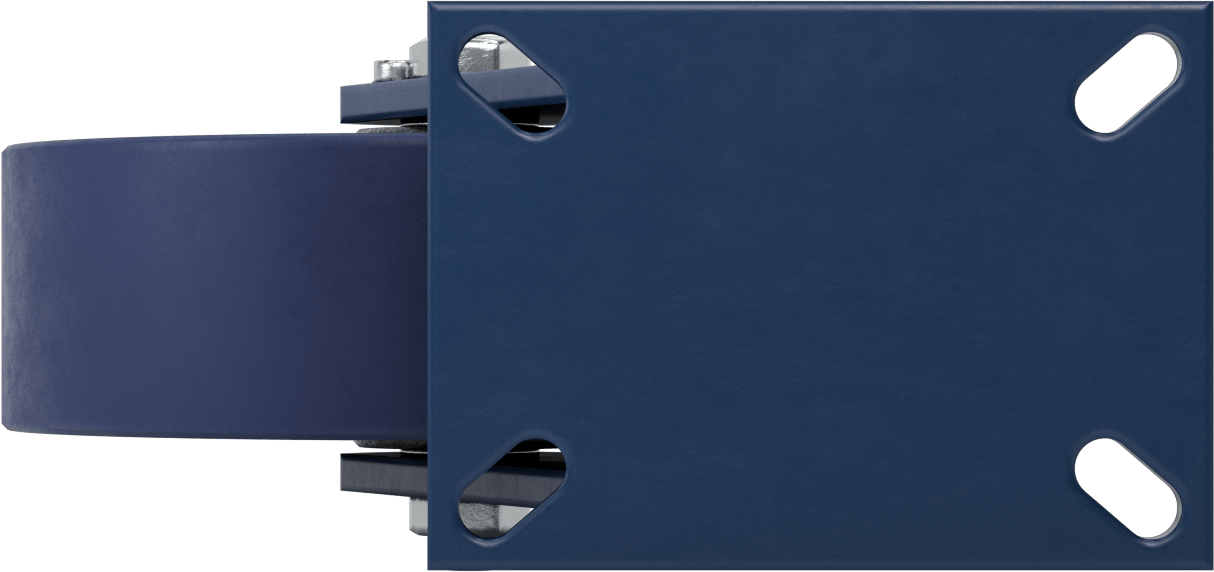 7-1/4“ x 5-1/4” Plakalı Brute Tekerlek, Ekstra Yüksek Kapasiteli, 10" Çapında Mavi Poliüretan Tekerlekli Döner