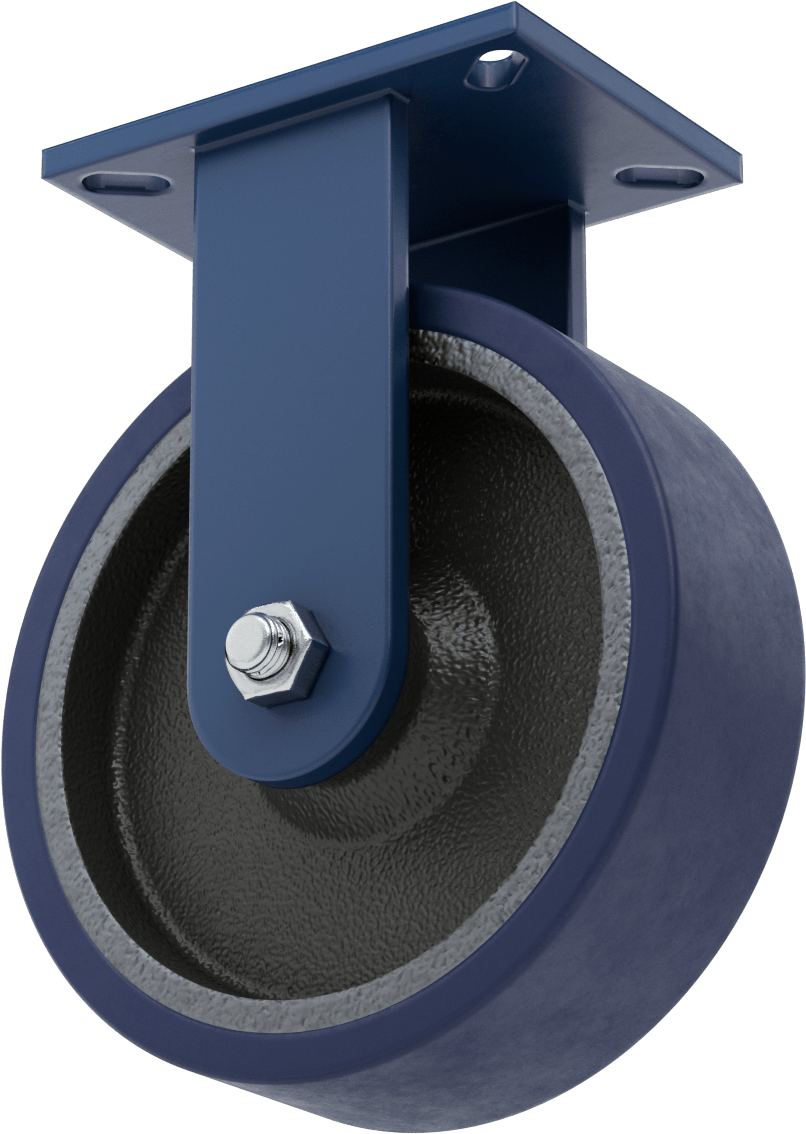 7-1/4“ x 5-1/4” Plakalı Brute Tekerlek, Ekstra Yüksek Kapasiteli, 10 inç Çapında Mavi Poliüretan Tekerlekli Sert