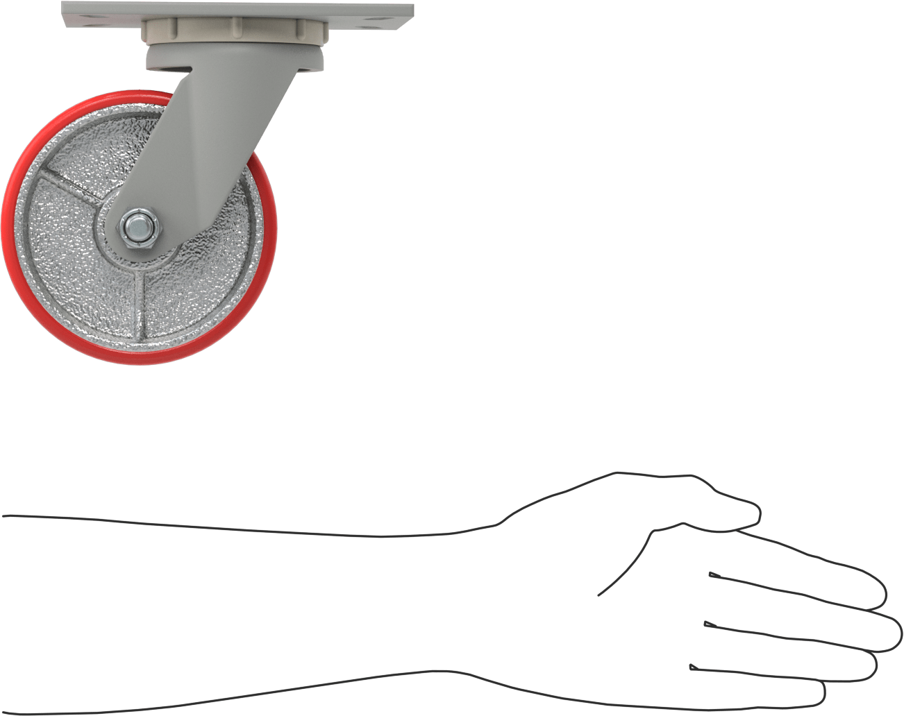 6-1/4“ x 4-1/2” Plakalı Yüksek Kapasiteli Mauler Tekerlek, 5" Çapında Poliüretan Tekerlekli Döner
