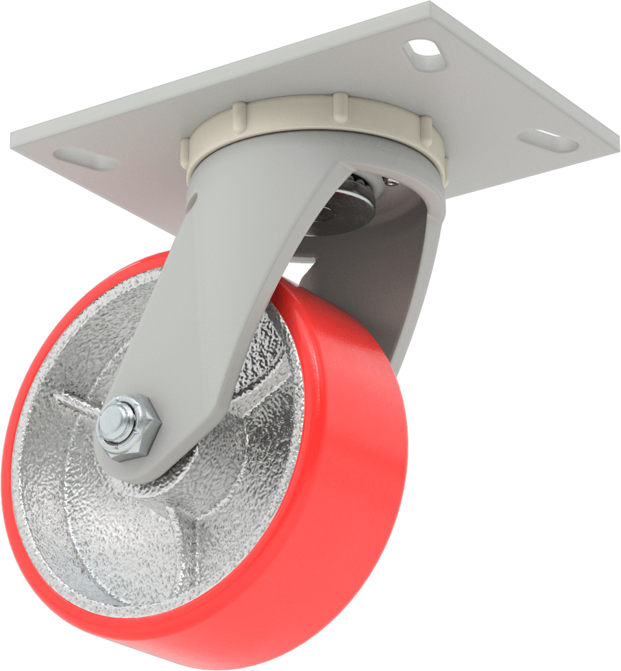 6-1/4“ x 4-1/2” Plakalı Yüksek Kapasiteli Mauler Tekerlek, 5" Çapında Poliüretan Tekerlekli Döner
