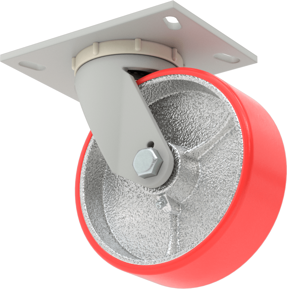 6-1/4“ x 4-1/2” Plakalı Yüksek Kapasiteli Mauler Tekerlek, 6 inç Çapında Poliüretan Tekerlekli Döner Ayak
