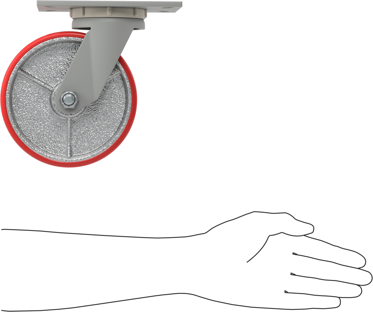 6-1/4“ x 4-1/2” Plakalı Yüksek Kapasiteli Mauler Tekerlek, 6 inç Çapında Poliüretan Tekerlekli Döner Ayak