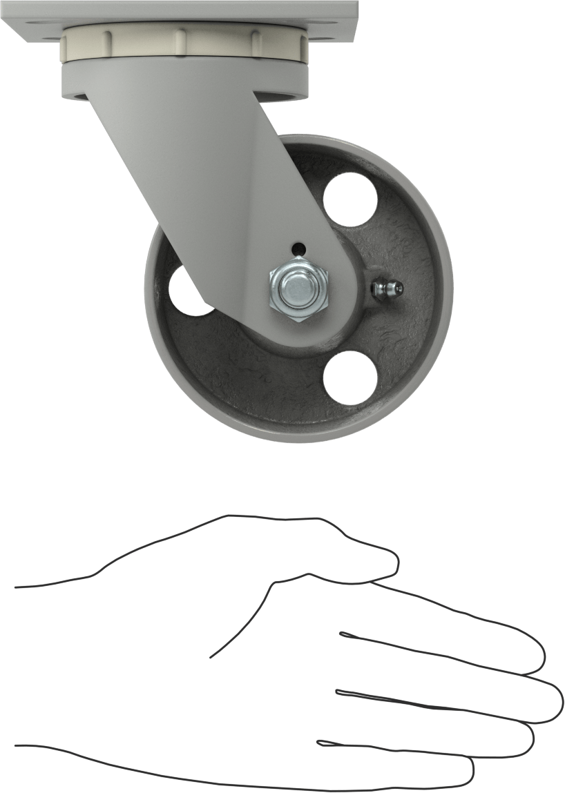4-1/2“ x 4” Plakalı Yüksek Kapasiteli Mauler Tekerlek, 4" Çaplı Metal Tekerlekli Döner