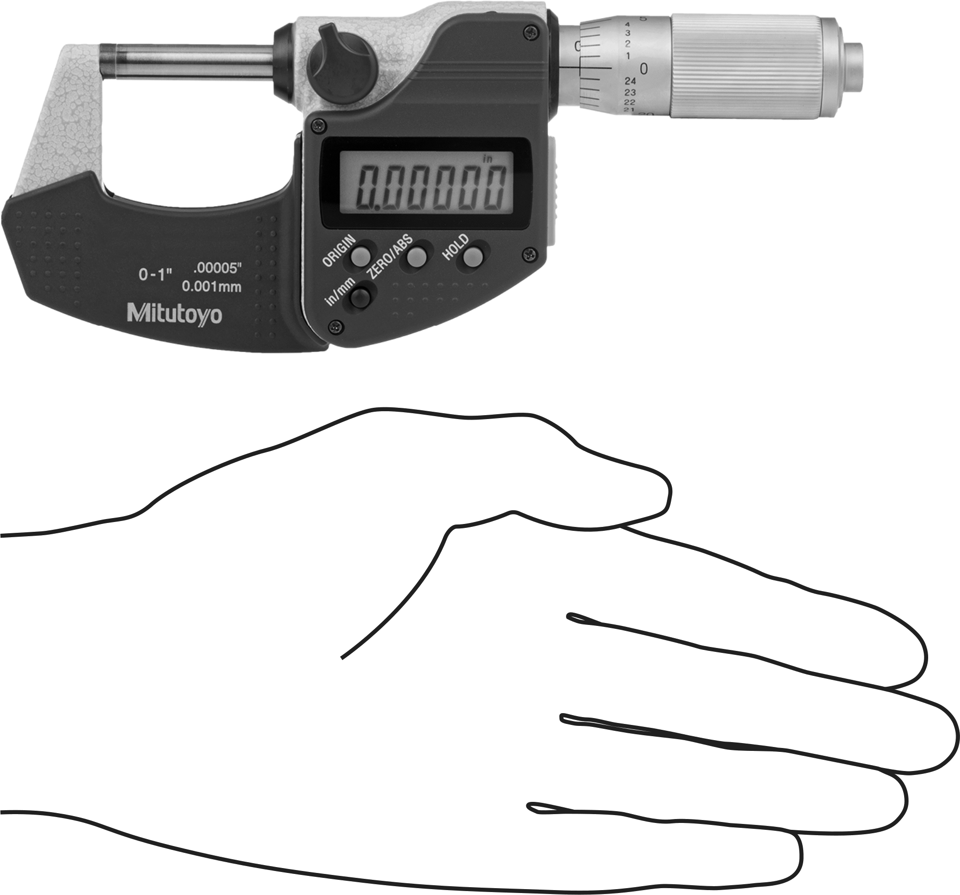 Soğutma Sıvısına Dayanıklı Mitutoyo Dış Mikrometre, Elektronik, Model 293-335-32, Sürtünme Yüzükçülü