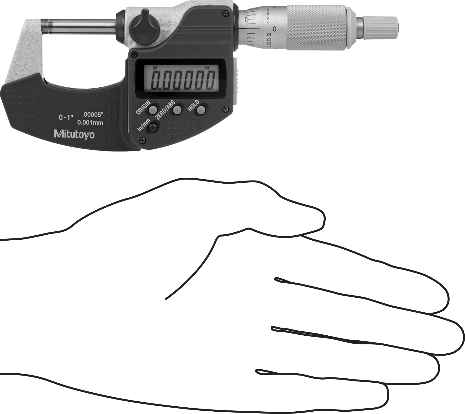 Soğutma Sıvısına Dayanıklı Mitutoyo Dış Mikrometre, Elektronik, Model 293-330-32, Cırcır-Durdurma Yüksüğü